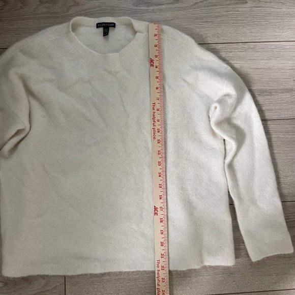 Eileen Fisher Women's Sweater Crew Neck Dropped Shoulders Pullover Cream X-Small - Picture 2 of 9
